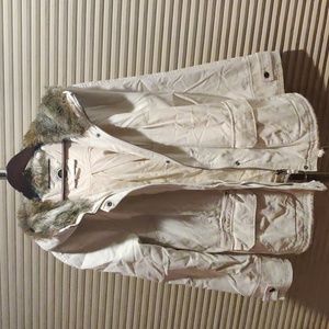 Anthropologie Daughters of the Liberation Faux Fur Cream Cargo Jacket Coat